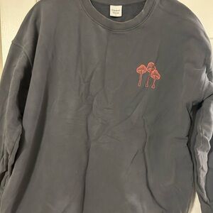 Outdoor Voices Gray Sweatshirt with Mushroom Design